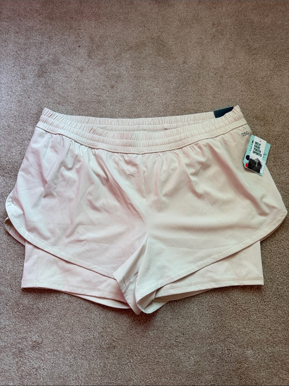 DSG Light Pink Double-Layer Athletic Shorts